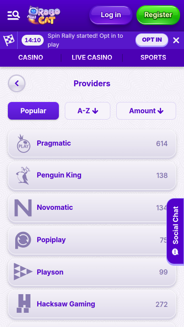 Développeurs du jeu mobile Robocat Casino