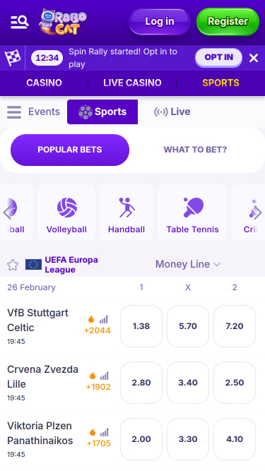 Robocat Casino Paris sportifs mobiles