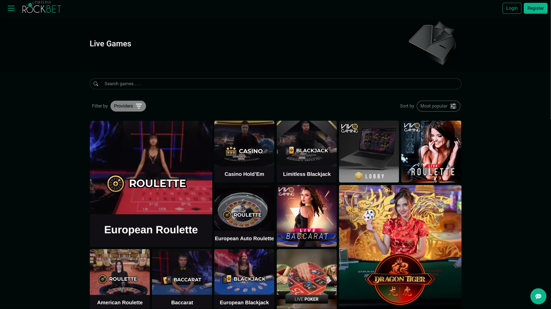 Rockbet Casino Desktop Live Dealer