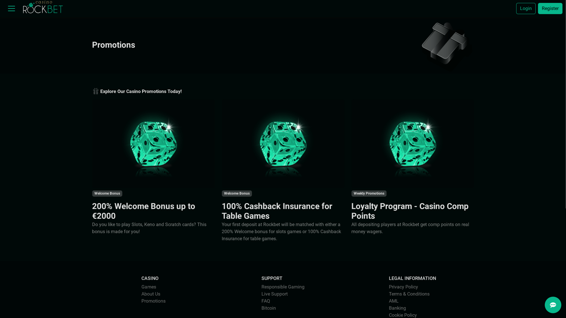 Rockbet Casino Desktop-Aktionen