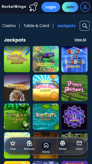 Rocket Bingo Casino Mobil Jackpot