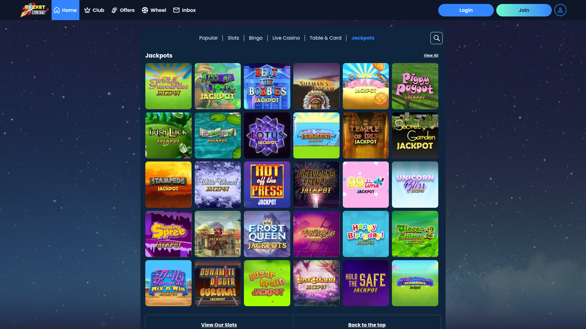 Казино Rocket Slots Десктоп Джекпот
