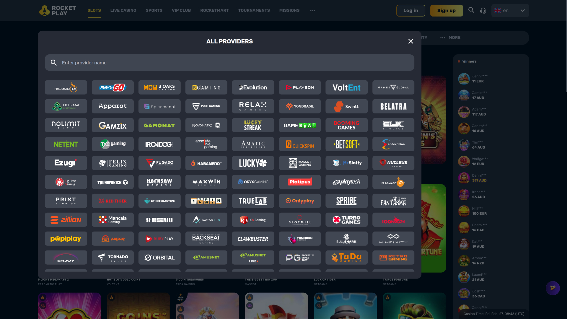 Développeurs du jeu de casino RocketPlay pour ordinateur