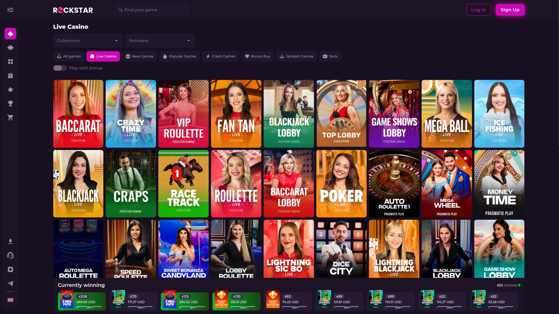 Rockstar Casino Desktop Live dealer