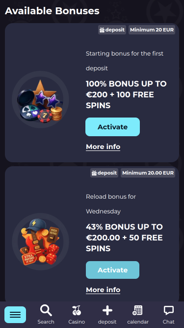 Promotions mobiles du casino RockstarWin
