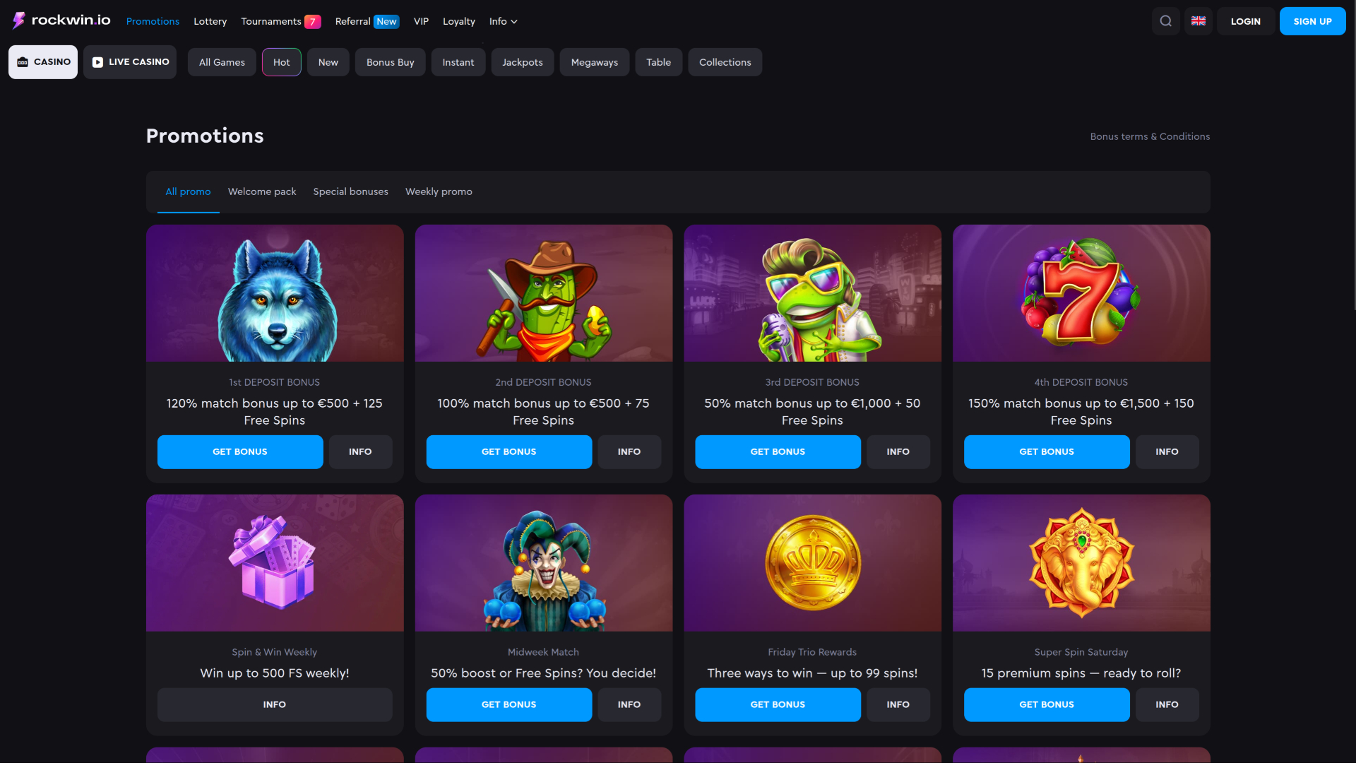 Promotions Rockwin Casino sur ordinateur