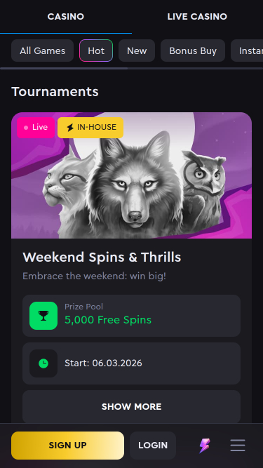 Tournois mobiles du casino Rockwin