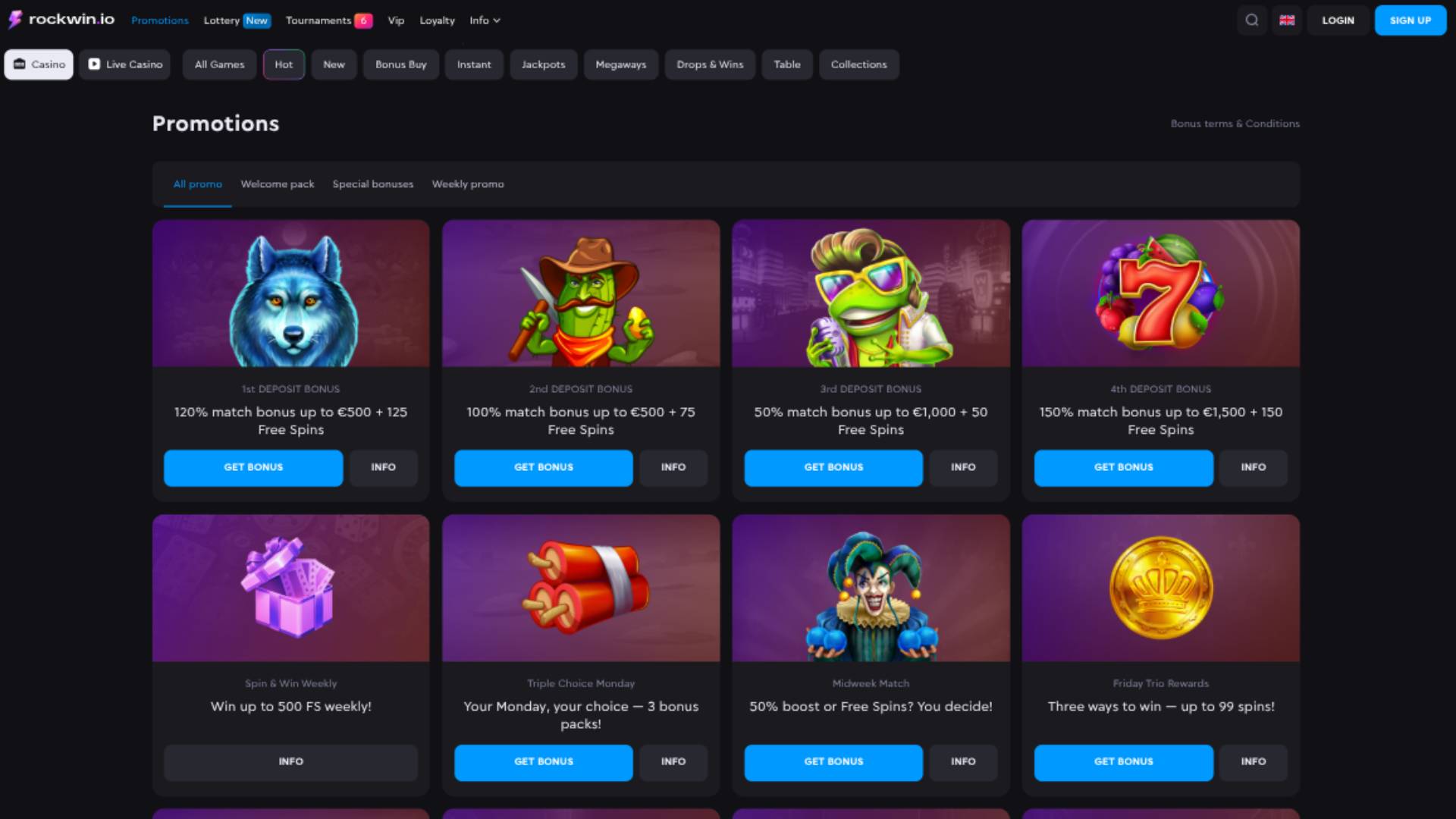 Promotions screenshot of Rockwin Casino