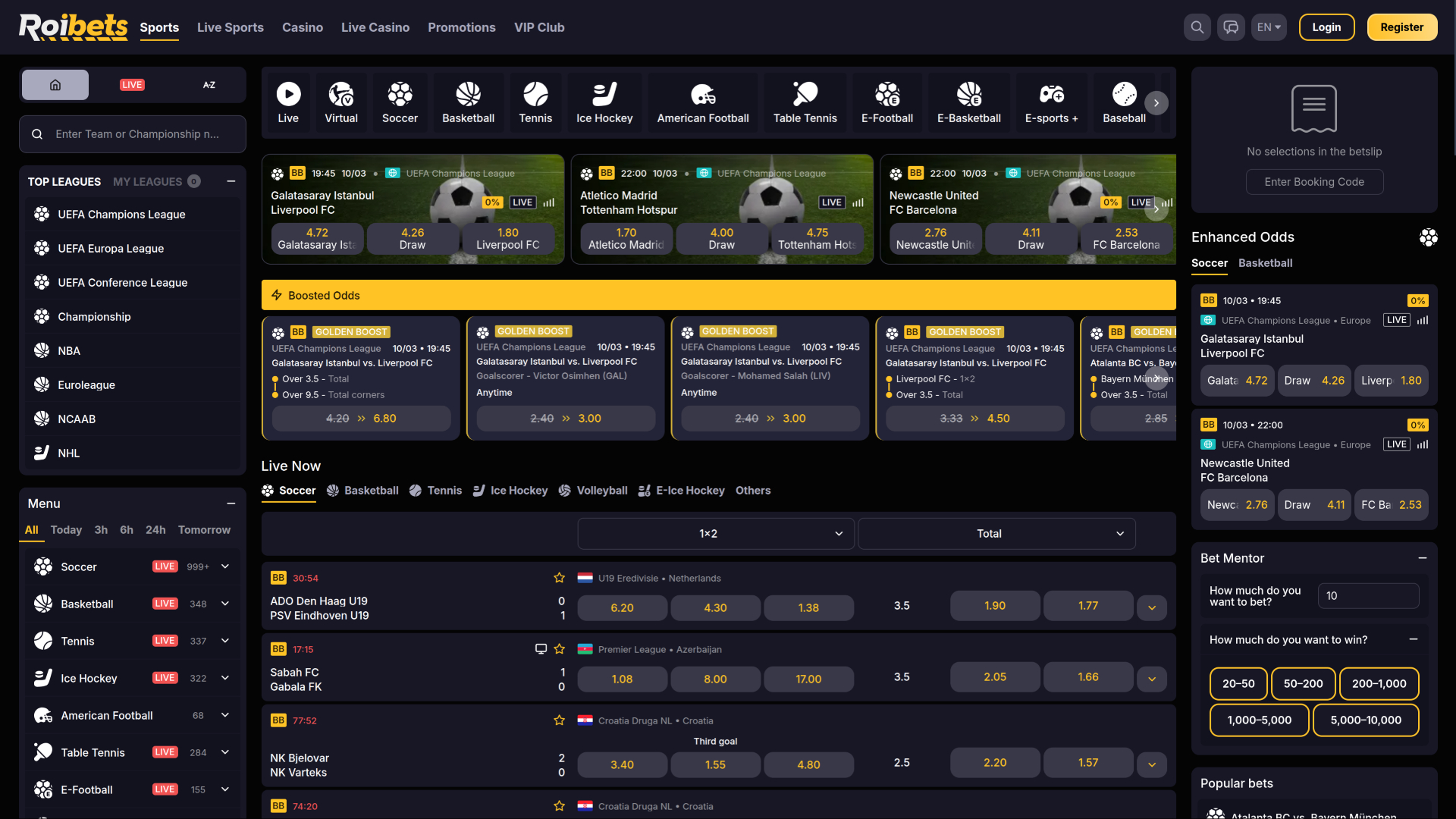 Roibets Casino Desktop Sports Betting