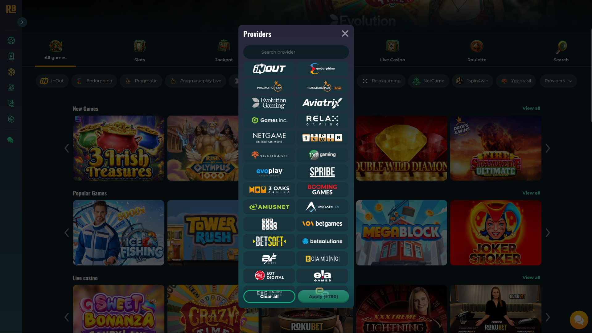 Разработчики настольных игр для казино RokuBet