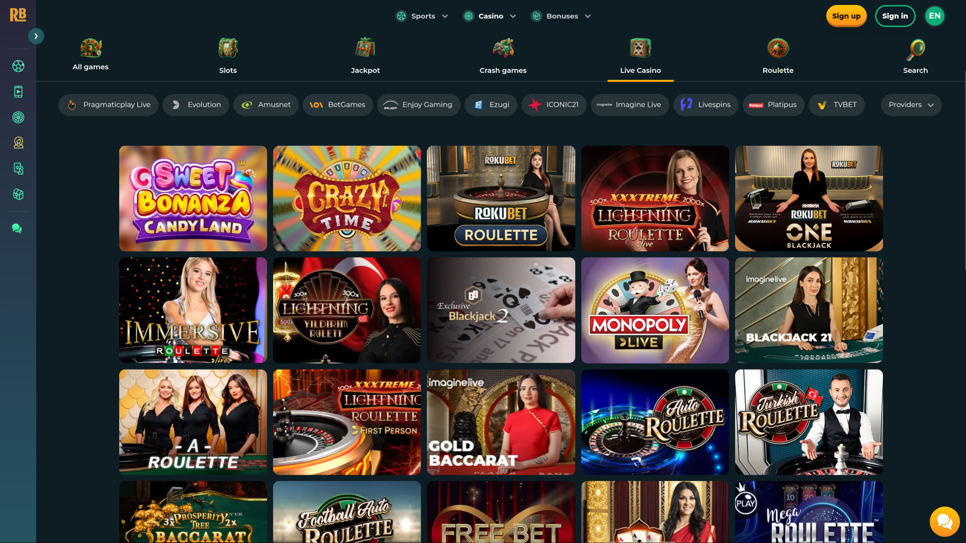 RokuBet Casino Desktop Live крупье