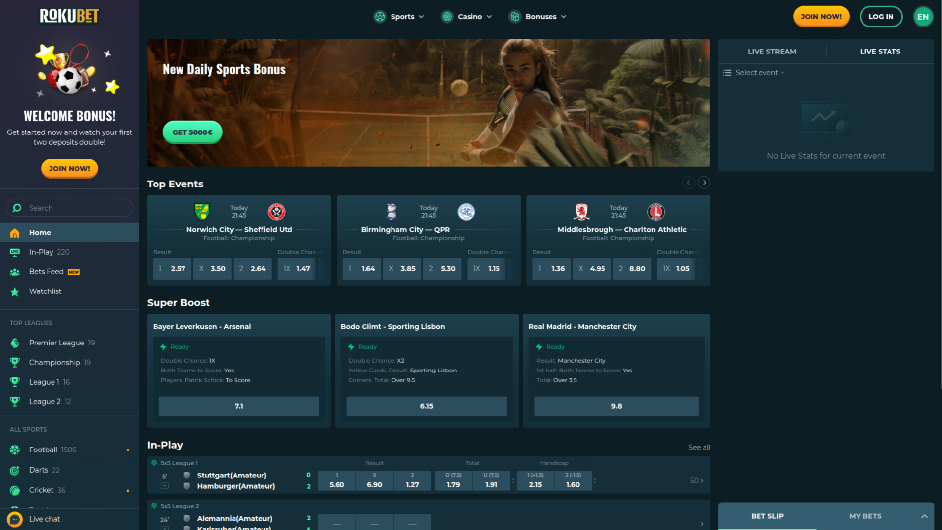 Настольная букмекерская контора казино RokuBet