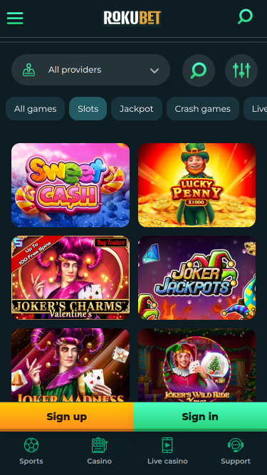 Мобильные игры казино RokuBet