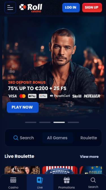 RollCasino Croupier dal vivo Mobile