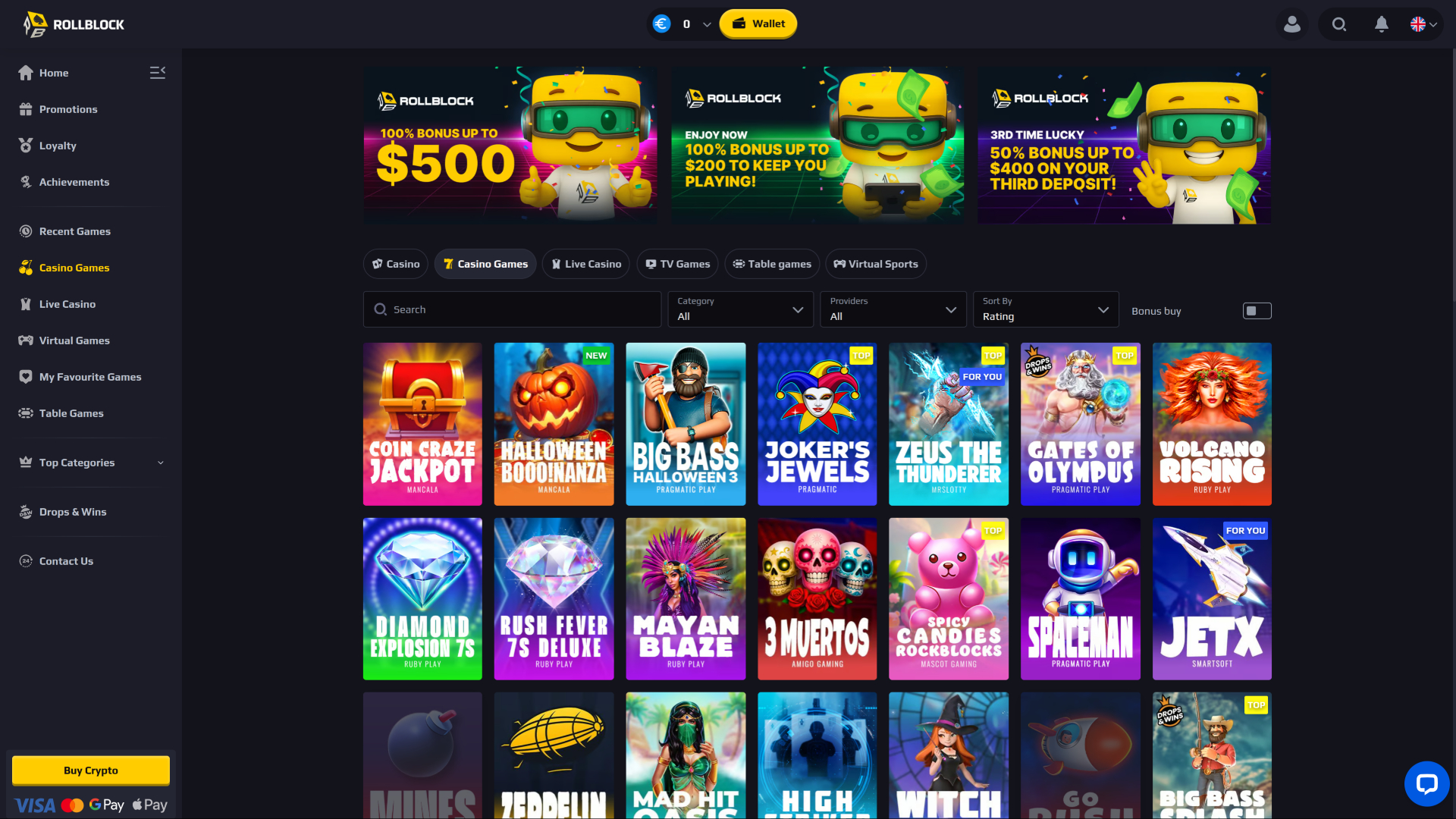 Игры для ПК в казино RollBlock