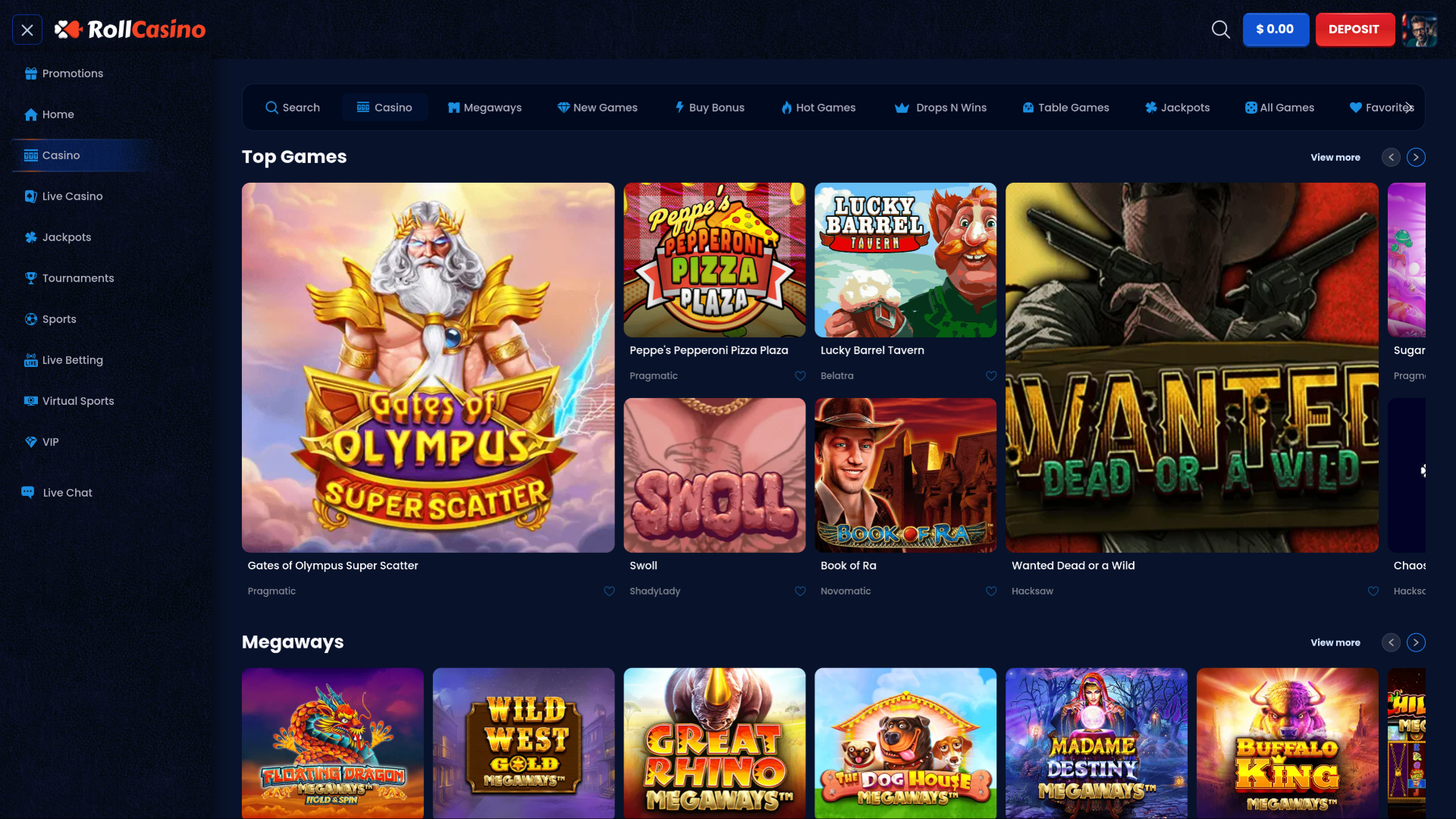 Игры для настольных компьютеров RollCasino