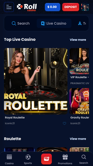 Мобильное приложение RollCasino с живыми дилерами