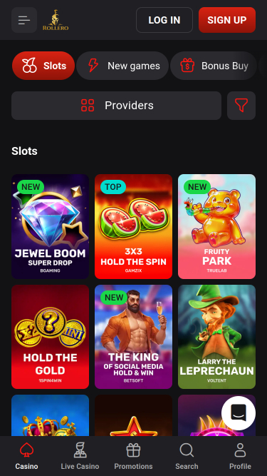 Rollero Casino Mobile Games
