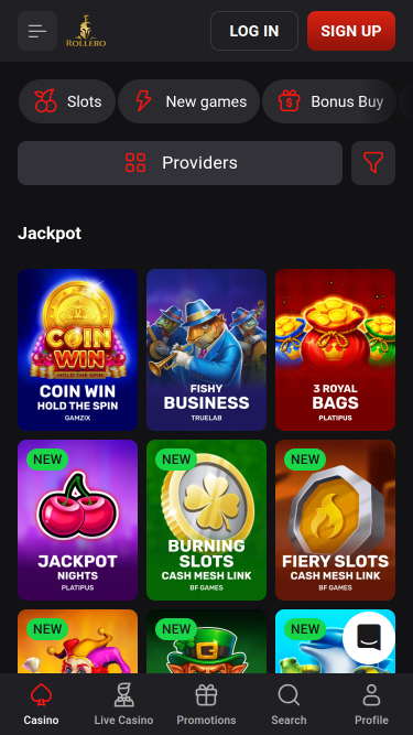 Rollero Casino Mobile Jackpot