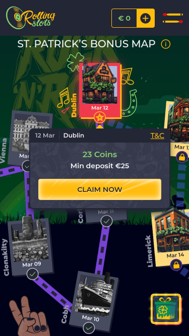 Карта бонусов мобильного казино RollingSlots