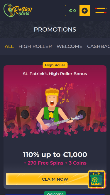 Мобильные акции казино RollingSlots