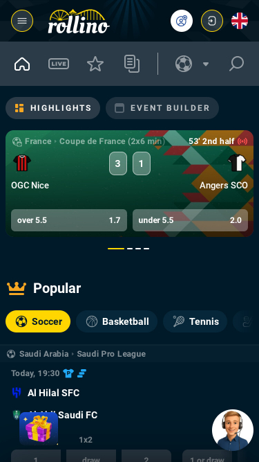 Rollino Casino Mobile Sports