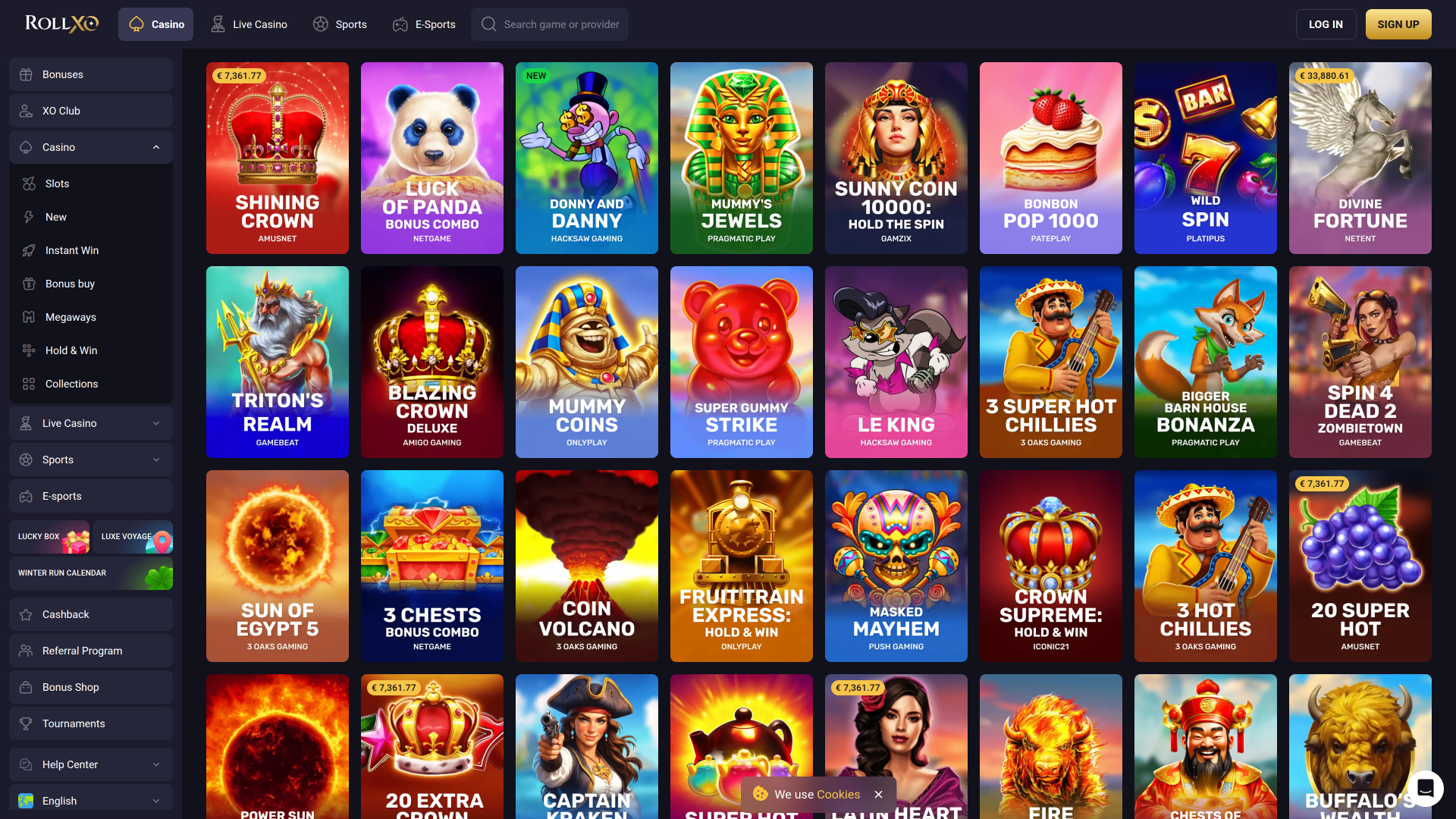 Rollxo Casino Desktop Jackpot