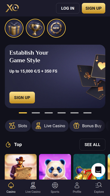 Rollxo Casino Mobile Homepage