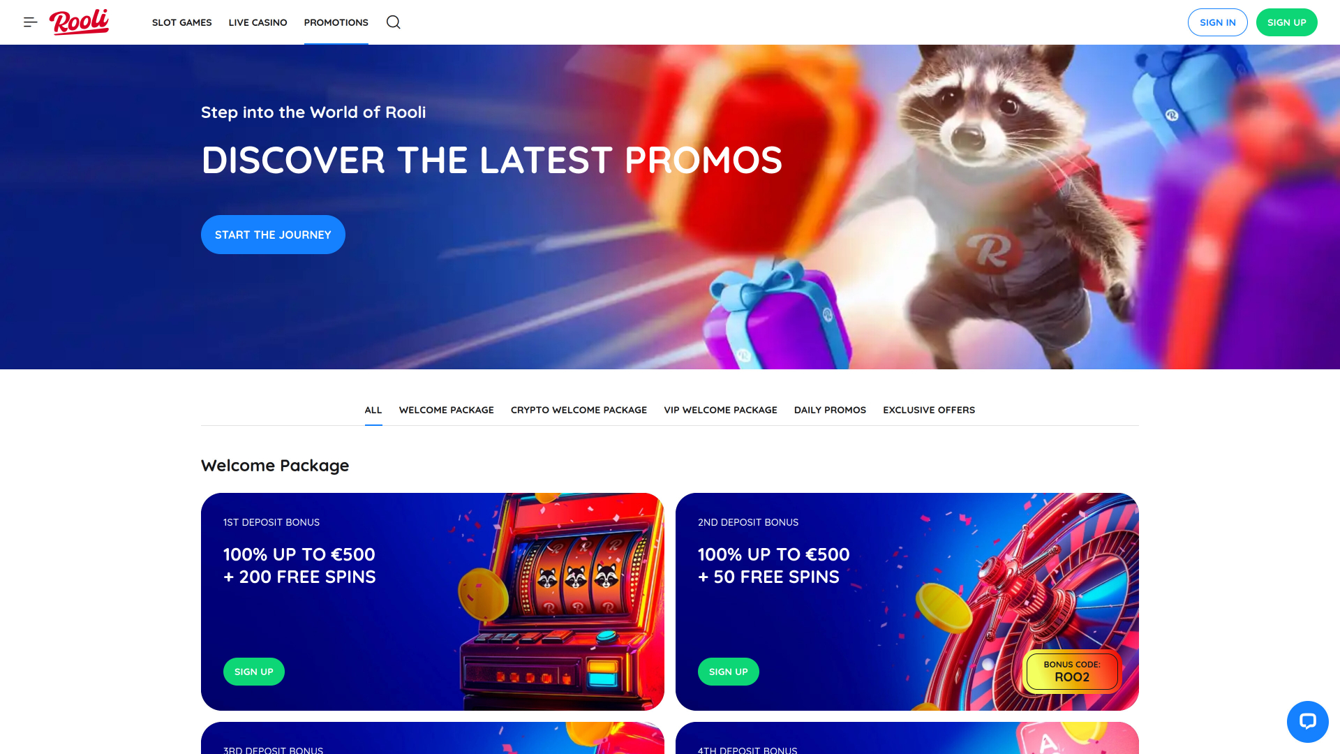 Promociones de escritorio de Rooli Casino