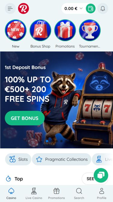 Мобильная версия сайта Rooli Casino
