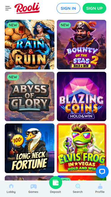Juegos móviles de Rooli Casino