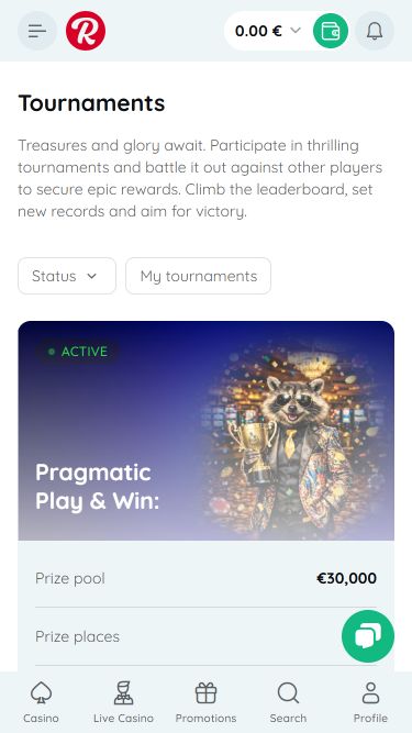 Мобильные турниры Rooli Casino