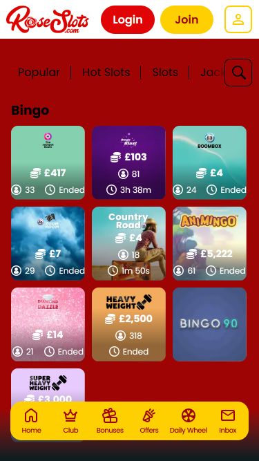 Rose Slots Casino Mobile Bingo