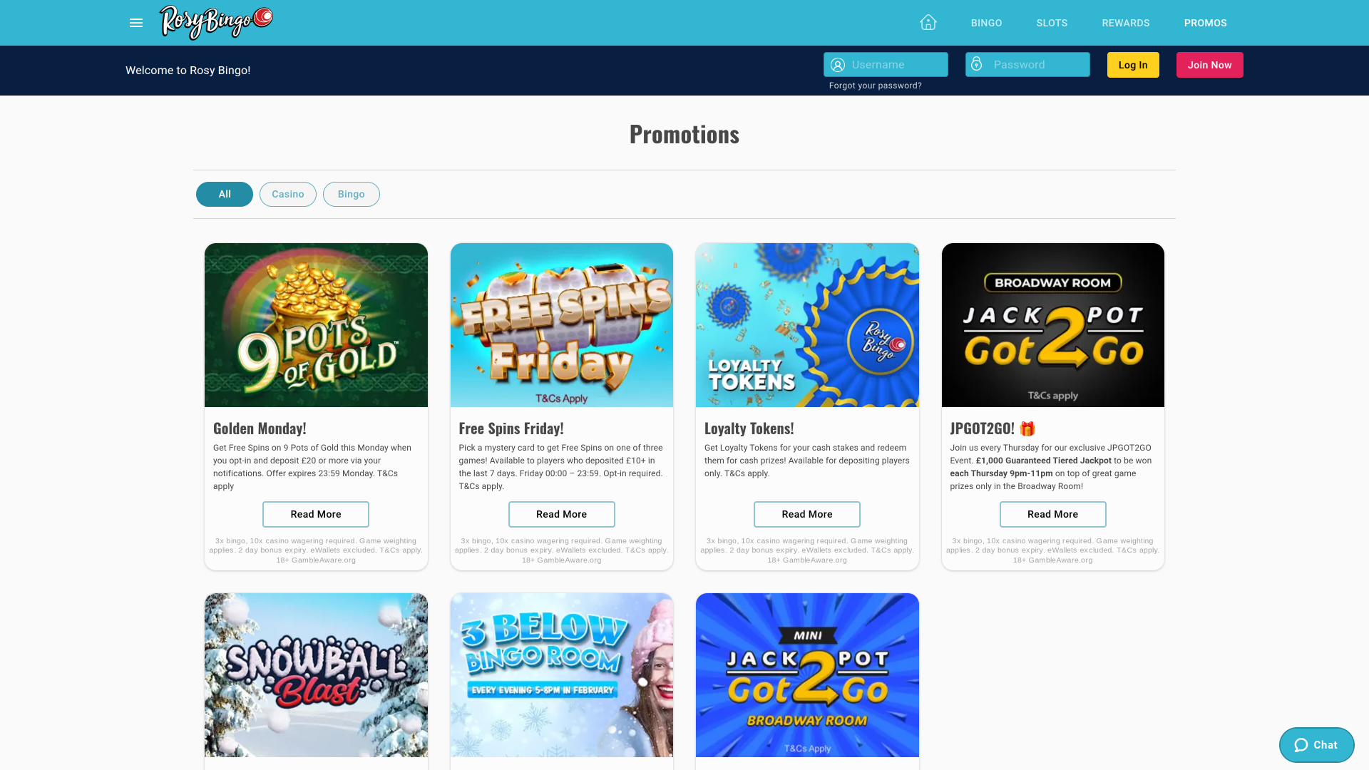 Promotions Rosy Bingo Desktop