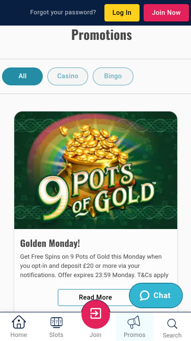 Promotions mobiles Rosy Bingo