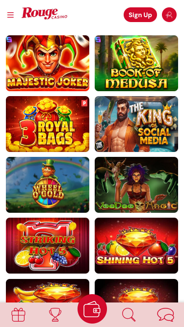 Jeux mobiles de Rouge Casino