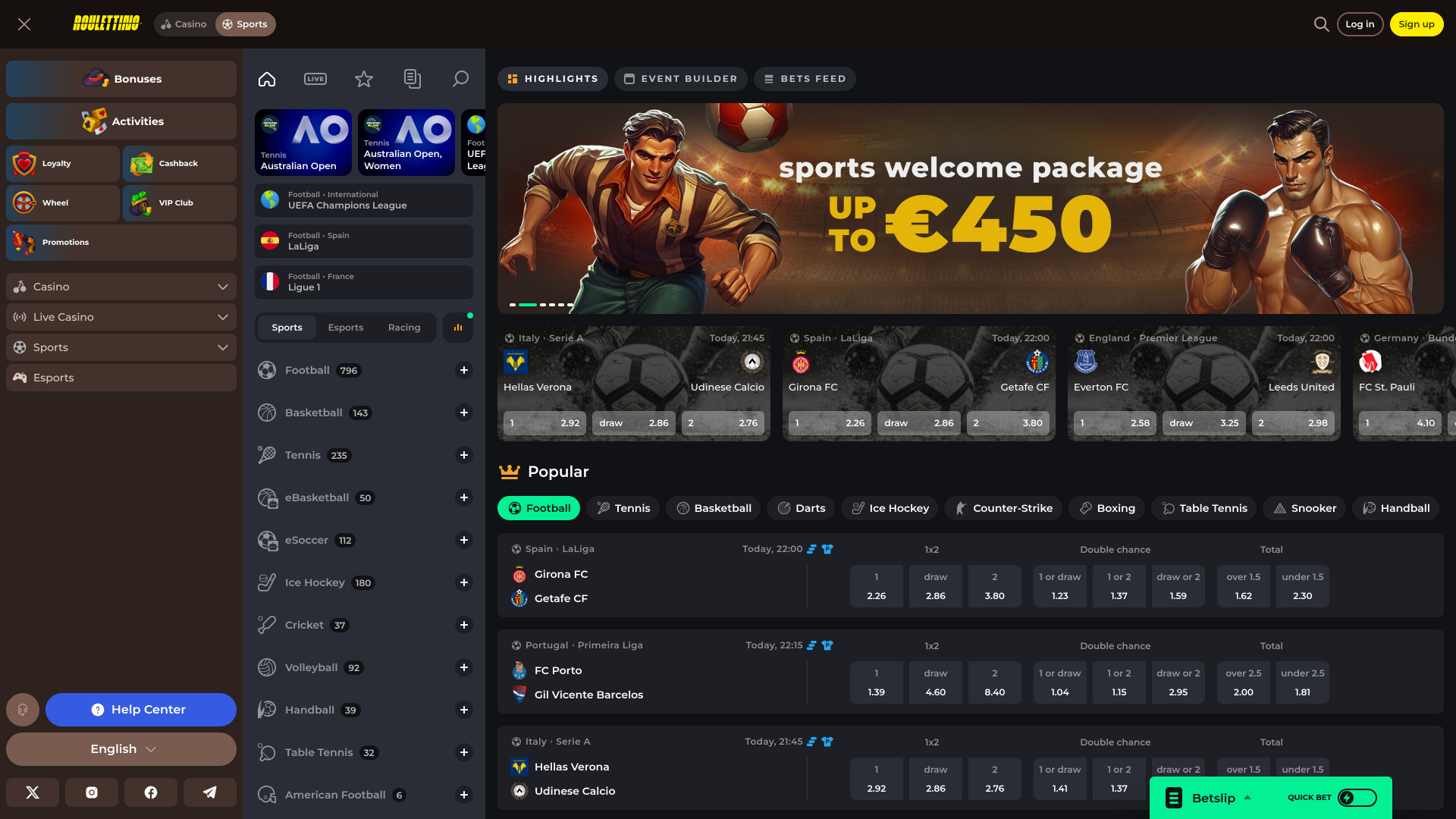 Roulettino Casino Desktop Sports