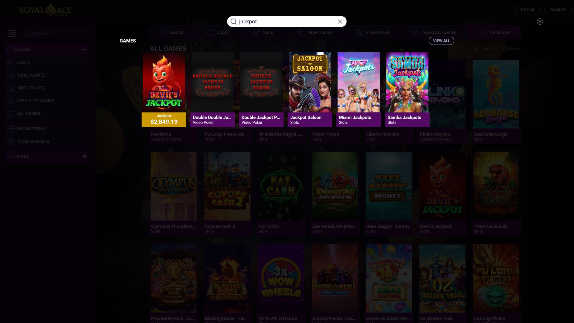 Royal Ace Casino Desktop Jackpot