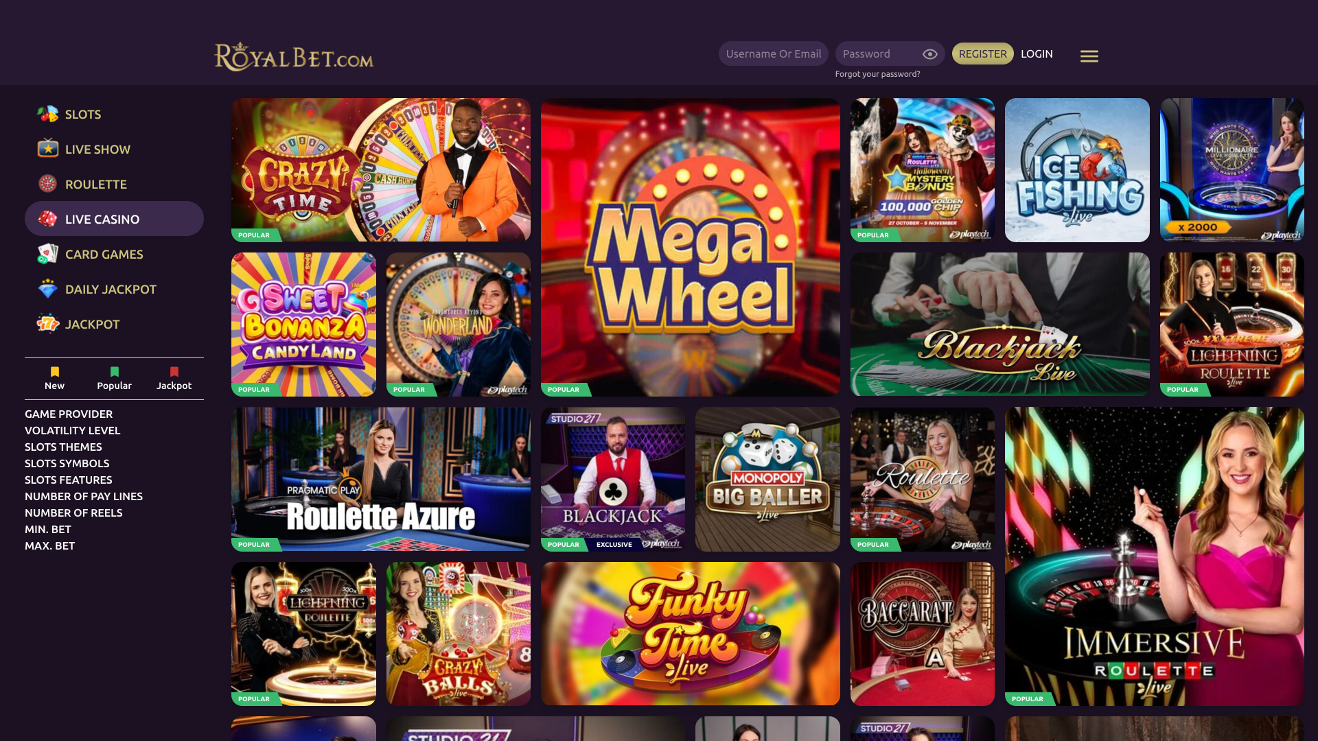 Casino Royal Bet sur ordinateur avec croupier en direct