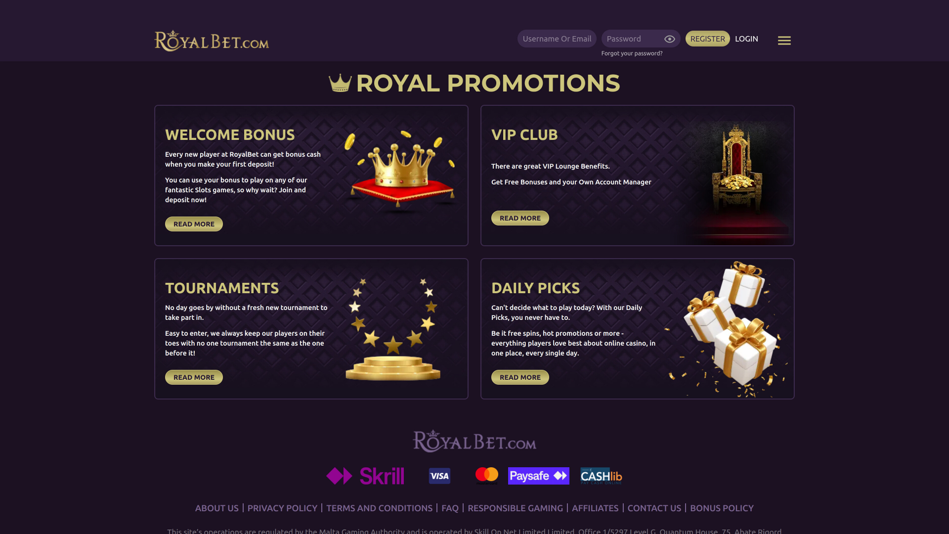 Promotions sur ordinateur du casino Royal Bet