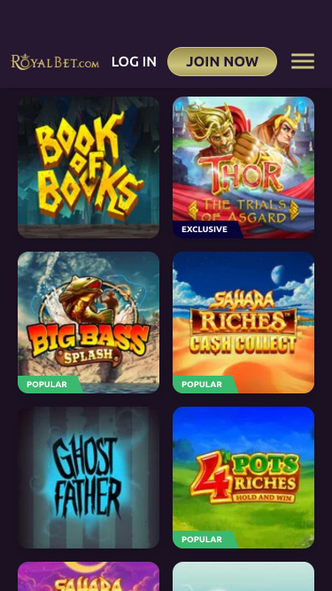 Jeux mobiles du casino Royal Bet