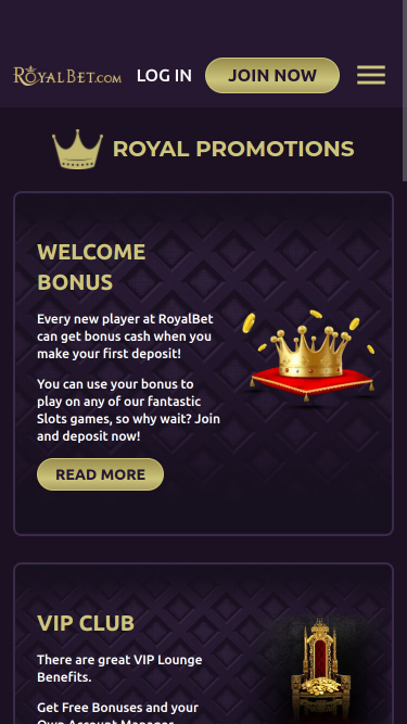 Promotions mobiles du casino Royal Bet