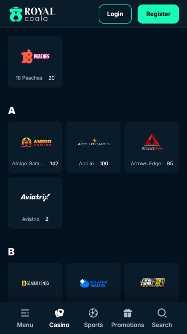 Desarrolladores de juegos móviles del Royal Coala Casino