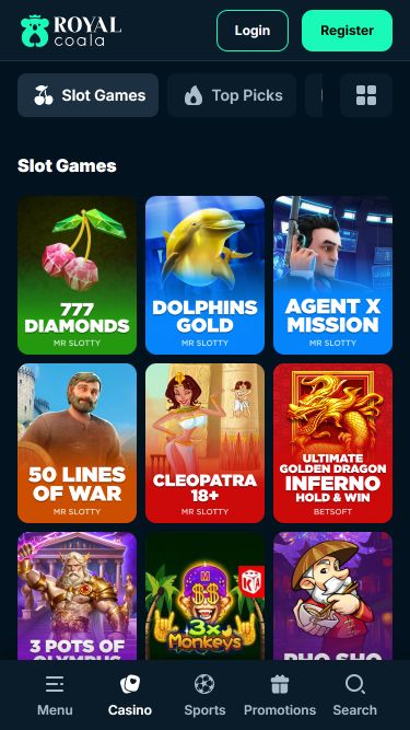 Juegos móviles del Royal Coala Casino