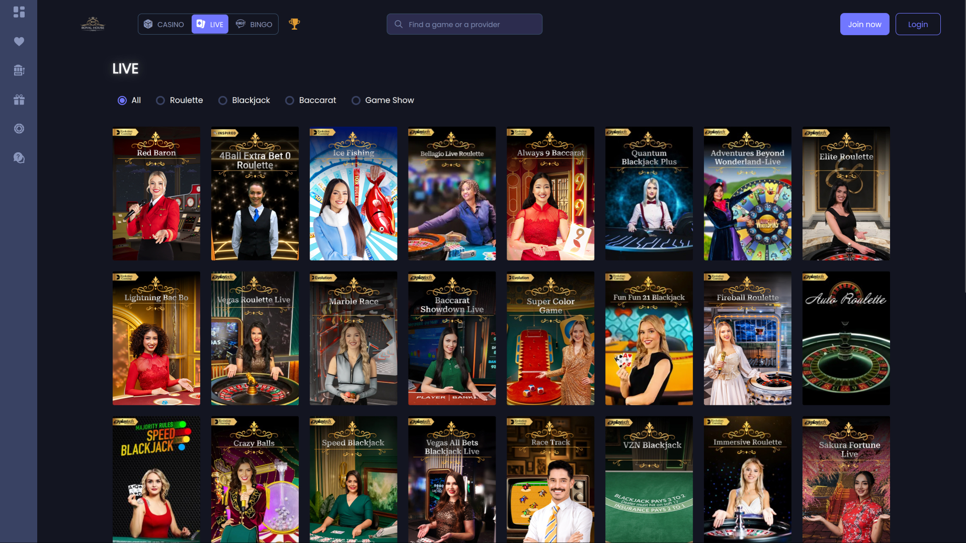 Royal House Casino Desktop Live Dealer
