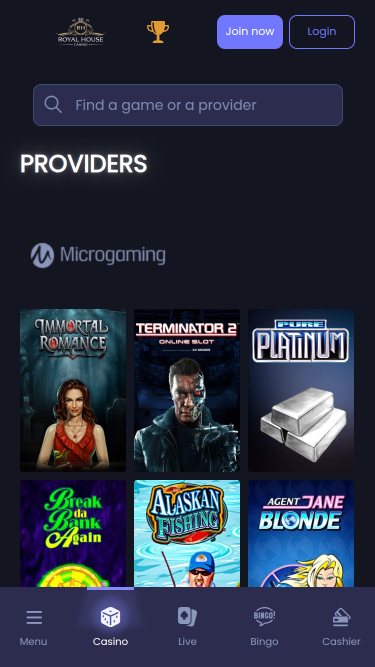 Sviluppatori di giochi per dispositivi mobili Royal House Casino