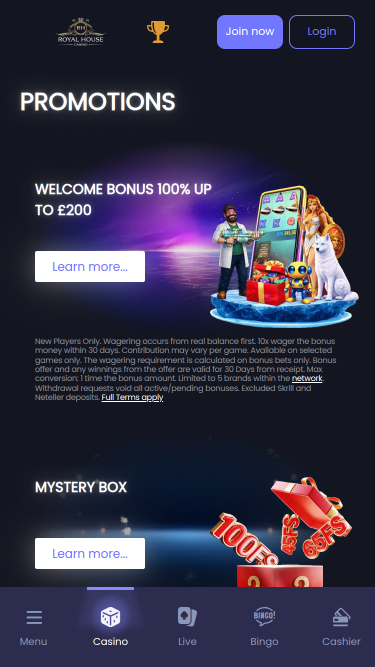 Promozioni mobili del Royal House Casino