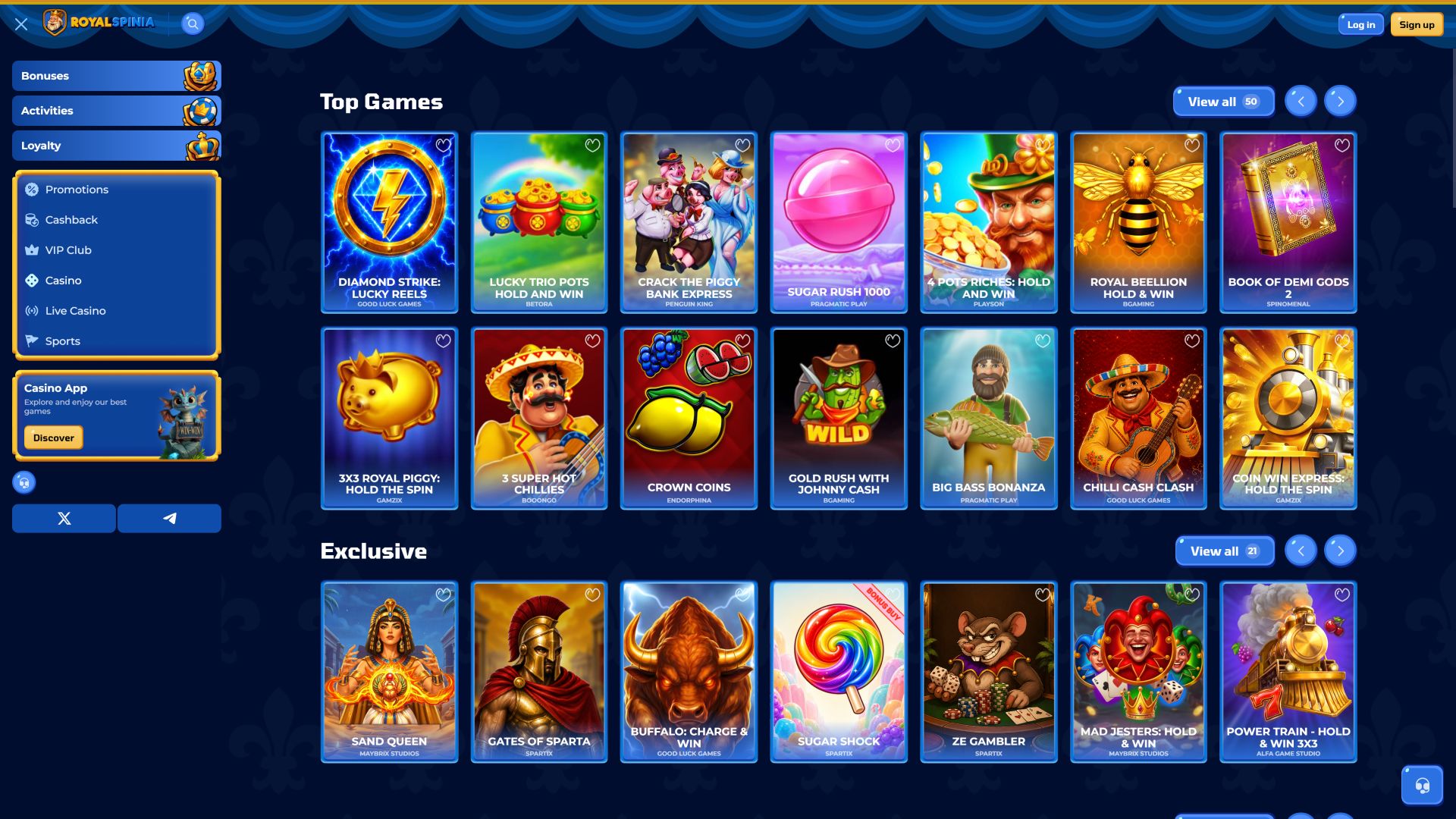 Royal Spinia Casino Desktop-Spiele