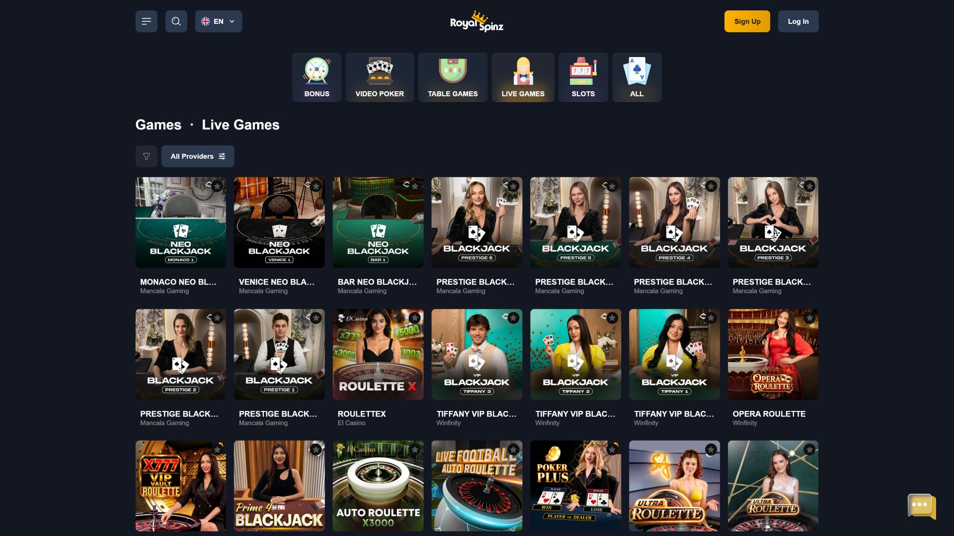 Cassino Royal Spinz para computador com crupiê ao vivo