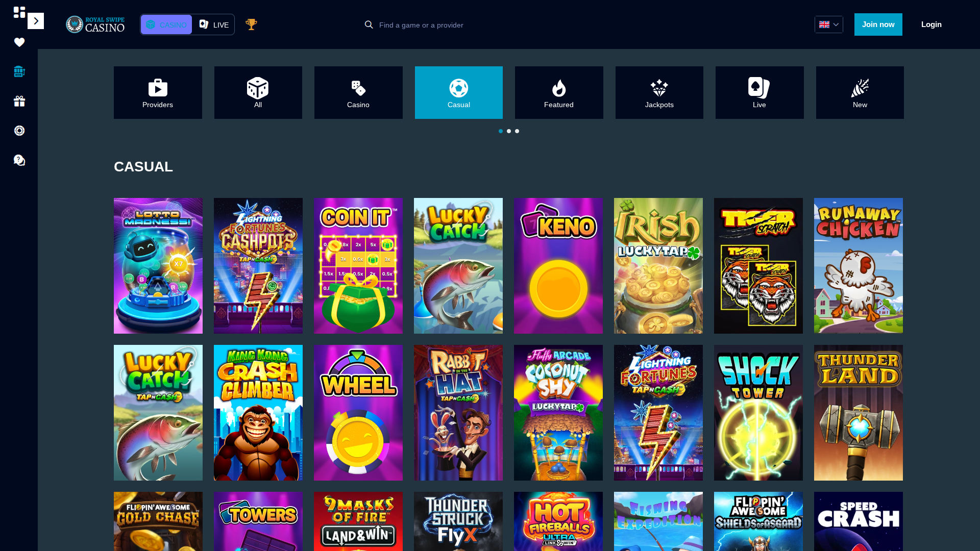 Jeux occasionnels de casino Royal Swipe sur ordinateur